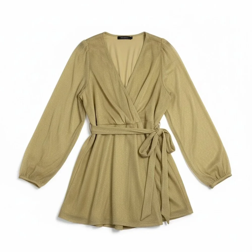 NWT Torrid Glitter Lurex Surplice Peplum Top Gold Size 4 (26) - Picture 6 of 12